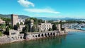 Drone footage of the medieval castle of La Napoule in Mandelieu-La Napoule, Southeastern France