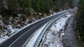 Mountain road in early winter