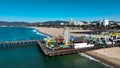 Drone footage of Santa Monica Pier in California