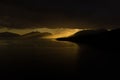 Drone footage of a stormy sunset over Loch Linnhe, from North Ballachulish, Fort William, Scotland