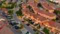 Drone footage: typical American residential area, showing suburban homes in USA. View highlights American homes