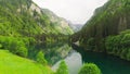 Drone footage of a very beautiful lake in the mountains