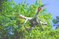 Drone in forest flying