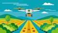 A drone hovering over a field collecting data for an AIpowered system to determine the best crop to be planted next Royalty Free Stock Photo