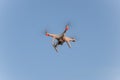 The drone, hovering in the sky. Flight quadrocopters