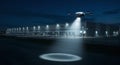 Drone Security Surveillance at Night Warehouse Royalty Free Stock Photo