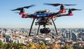 Drone Over Cityscape Royalty Free Stock Photo