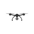 Vector drone icon with camera. Quadrocopter isolated on white background.