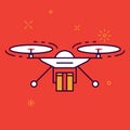 Drone Icon in Flat Linear Vector Style Royalty Free Stock Photo