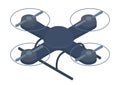 Drone icon isolated at white, aerial robot, flying machine with propellers, air vehicle quadrocopter Royalty Free Stock Photo