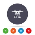 Drone icon. Quadrocopter with video camera. Royalty Free Stock Photo