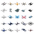 Drone icon set, isometric style Royalty Free Stock Photo
