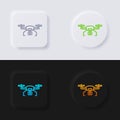 Drone icon set, Multicolor neumorphism button soft UI Design.