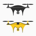 Drone icon. Set of quadcopter with camera for photography or video recording. Vector. Royalty Free Stock Photo