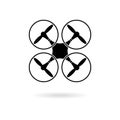 Drone icon, Silhouette quadrocopter a top view icon