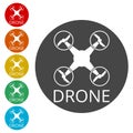 Drone icon, Silhouette quadrocopter a top view icon