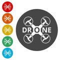 Drone icon, Silhouette quadrocopter a top view icon