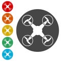 Drone icon, Silhouette quadrocopter a top view icon