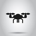 Drone icon in transparent style. Flying camera vector illustration on isolated background. Flight business concept