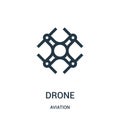 drone icon vector from aviation collection. Thin line drone outline icon vector illustration. Linear symbol for use on web and Royalty Free Stock Photo