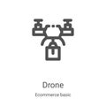 drone icon vector from ecommerce basic collection. Thin line drone outline icon vector illustration. Linear symbol for use on web