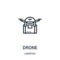 drone icon vector from logistics collection. Thin line drone outline icon vector illustration. Linear symbol for use on web and Royalty Free Stock Photo