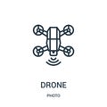 drone icon vector from photo collection. Thin line drone outline icon vector illustration. Linear symbol for use on web and mobile Royalty Free Stock Photo