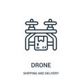 drone icon vector from shipping and delivery collection. Thin line drone outline icon vector illustration. Linear symbol for use Royalty Free Stock Photo
