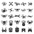 Drone icons set, simple style