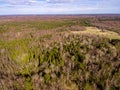 drone image. aerial view of rural area with rocky beach of Baltic sea Royalty Free Stock Photo