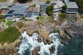 Moonstone Beach oceanside homes, central California coast from the air Royalty Free Stock Photo