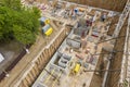 Drone image of industrial equipment at construction site Royalty Free Stock Photo