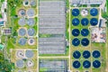 Drone image of modern wastewater treatment plant Royalty Free Stock Photo