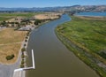 Drone image of the Napa River, Napa, California