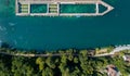 Drone image of the public swimming pool Royalty Free Stock Photo