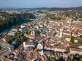 Drone image of Swiss old town Schaffhausen Royalty Free Stock Photo
