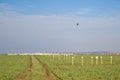 Drone inspection over airport runway Royalty Free Stock Photo