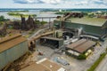 Drone inspection of a steel mill factory Royalty Free Stock Photo