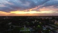 Drone liftoff during sunset