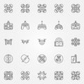 Drone linear icons set Royalty Free Stock Photo