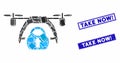 Drone Loading Mosaic and Distress Rectangle Take Now Exclamation Seals