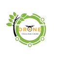 Drone Logo Design with Nature Integration and Technology Elements Art Royalty Free Stock Photo