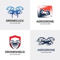 Drone Logo. Quad Copter Logo Set Design Template Collection