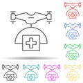 Drone with medicines multi color style icon. Simple thin line, outline vector of drones icons for ui and ux, website or