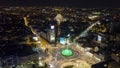 Drone night time lapse of Slavija square in Belgrade, Serbia