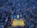 Drone night view of stadium with tennis courts Royalty Free Stock Photo