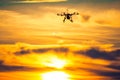 Drone over the Village at cloudy Sunset Royalty Free Stock Photo