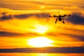 Drone over the Village at cloudy Sunset Royalty Free Stock Photo