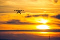 Drone over the Village at cloudy Sunset Royalty Free Stock Photo