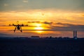 Drone over the Village at cloudy Sunset Royalty Free Stock Photo